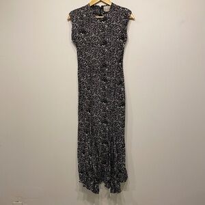 Vintage Nicole Miller Black and White Shoulder Pad Maxi Dress